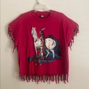 Screen Stars Best Rag Tops Vintage Beaded T Shirt Size L